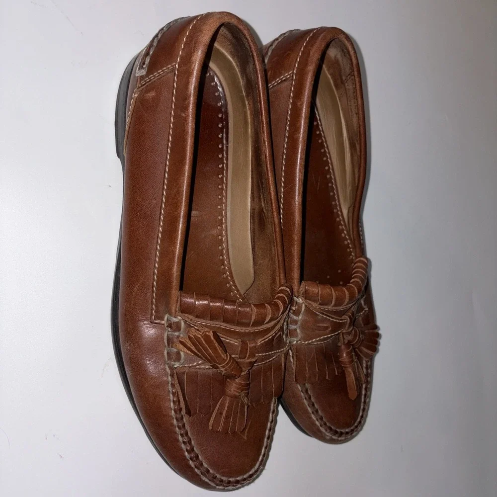 Johnston & Murphy Mens Tassel Brown Leather Shoes 11 M Made In Mexico